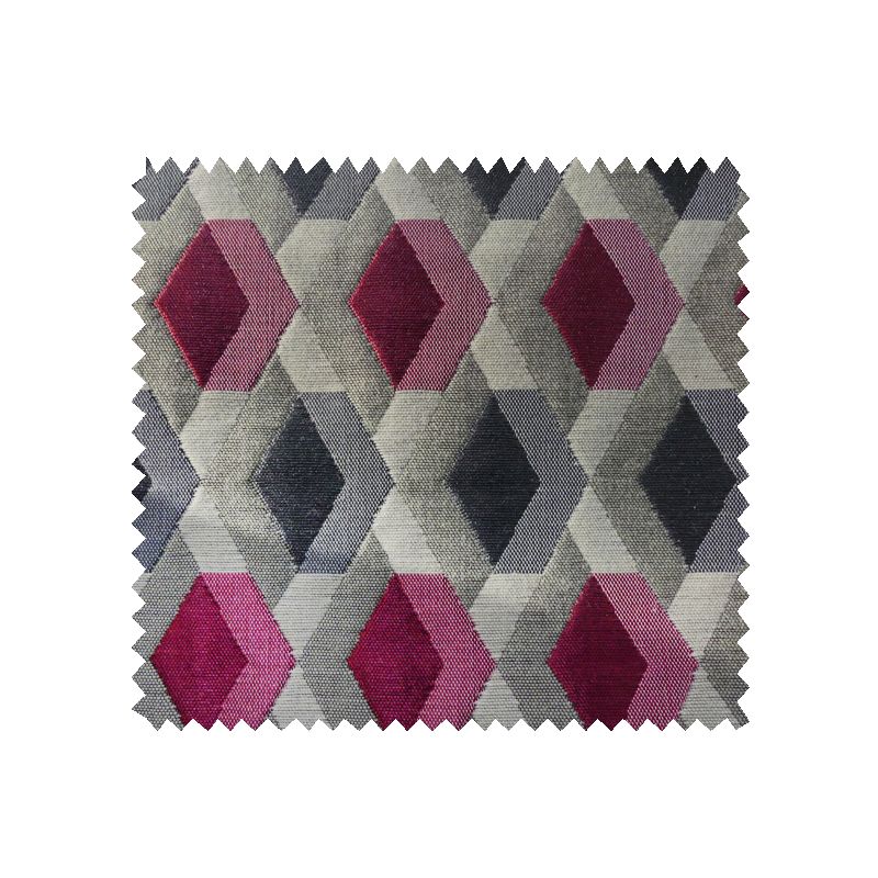 Tissu Jacquard Losange Salsa Fuchsia Gris