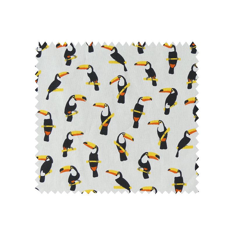 Tissu Cretonne Toucans Ivoire Noir