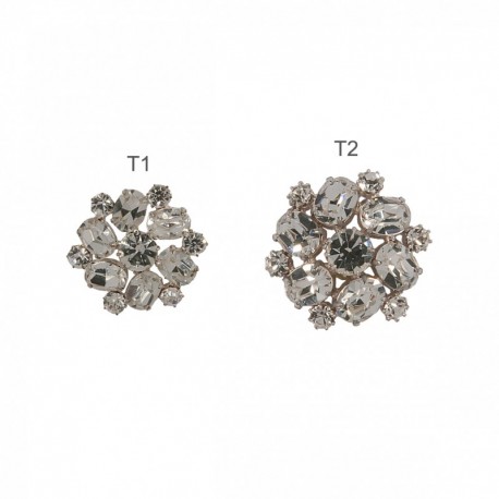 Bouton gros strass  Argent - 
