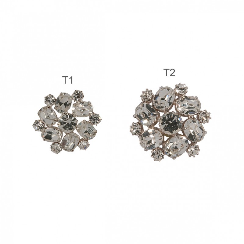 Bouton gros strass  Argent - 
