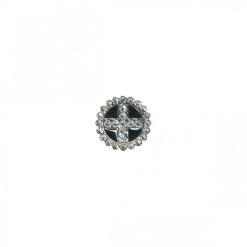 Bouton bijou rond  Crystal/noir - 