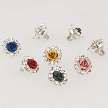Bouton rose strass