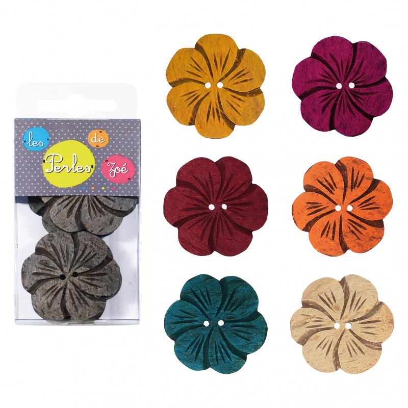 Bouton fleur coco pm - 6 pcs