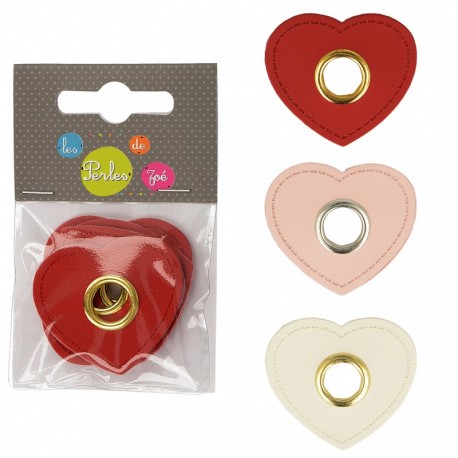 Oeillets simili coeur 10mm - 4 pcs