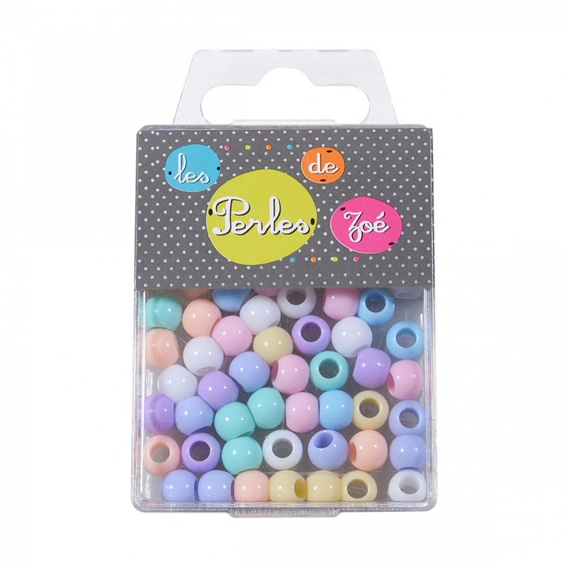 Perles plastique 6*8mm 13gr - Assortiment