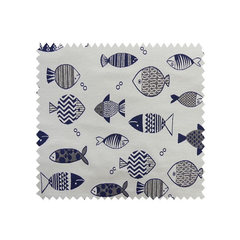 Tissu Jacquard Gluglu Poisson Bleu