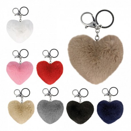 Pompon porte Clé coeur 8cm