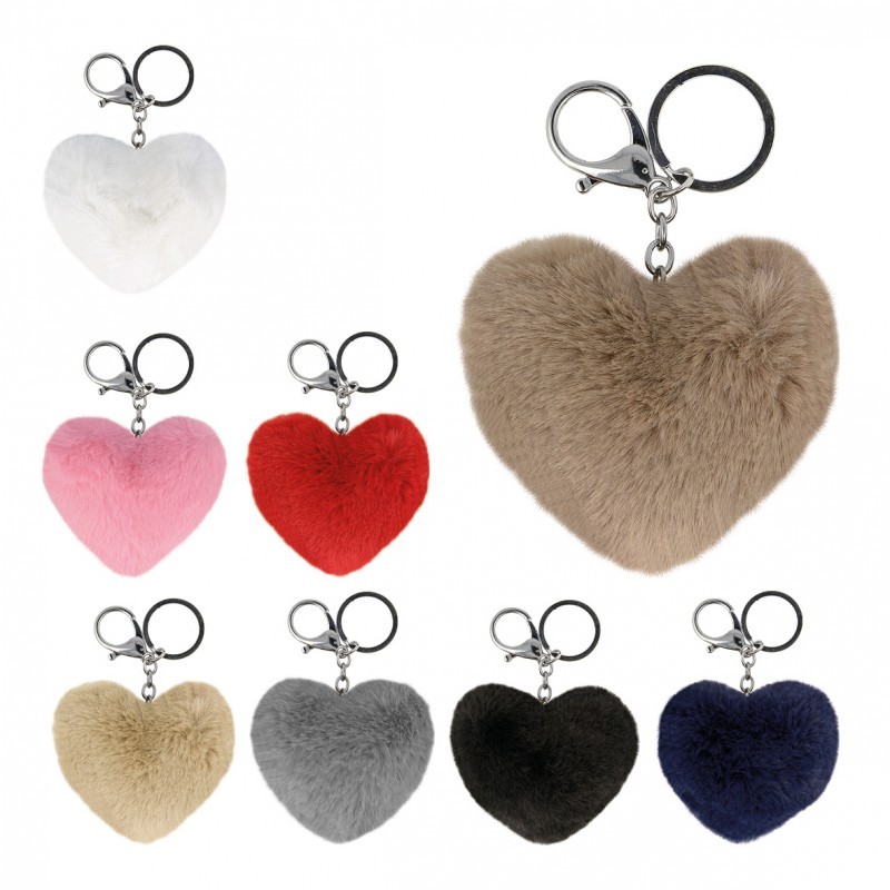 Pompon porte Clé coeur 8cm
