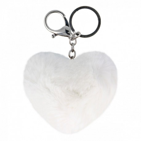 Pompon porte Clé coeur 8cm