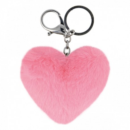 Pompon porte Clé coeur 8cm