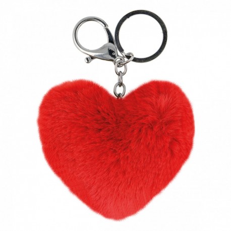 Pompon porte Clé coeur 8cm