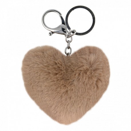 Pompon porte Clé coeur 8cm