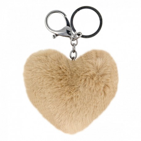 Pompon porte Clé coeur 8cm