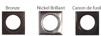 Oeillets carrés Bronze, Nickel brillant ou Canon de fusil
