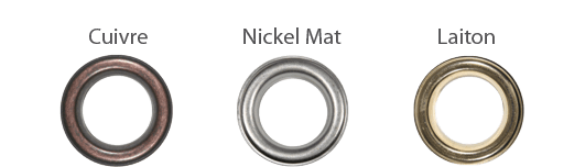 Oeillets ronds Bronze, Nickel brillant ou Canon de fusil